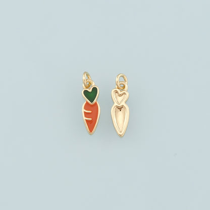 Gold Radish Charms,18K Gold Filled Radish Pendant,Enamel Fruit Charm Bracelet Necklace for DIY Jewelry Making Supply