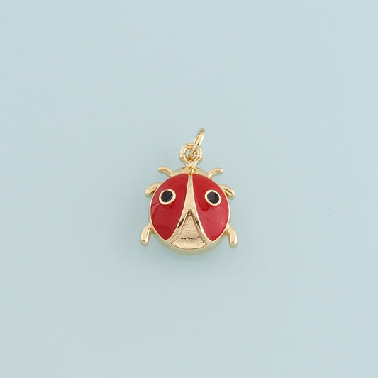 Gold Beetle Charms,18K Gold Filled Beetle Pendant,Enamel Insect Charm Bracelet Necklace for DIY Jewelry Making Supply