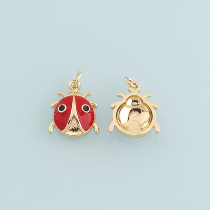 Gold Beetle Charms,18K Gold Filled Beetle Pendant,Enamel Insect Charm Bracelet Necklace for DIY Jewelry Making Supply