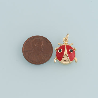 Gold Beetle Charms,18K Gold Filled Beetle Pendant,Enamel Insect Charm Bracelet Necklace for DIY Jewelry Making Supply