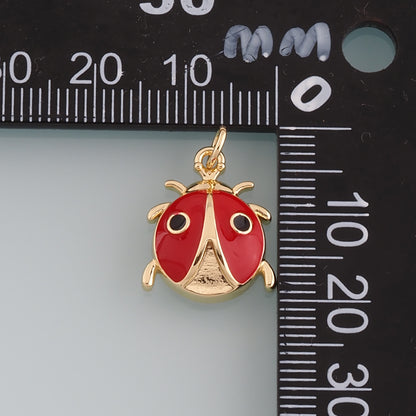 Gold Beetle Charms,18K Gold Filled Beetle Pendant,Enamel Insect Charm Bracelet Necklace for DIY Jewelry Making Supply