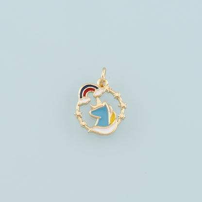 Gold Unicorn Charms,18K Gold Filled Unicorn Pendant,Enamel Unicorn Charm Bracelet Necklace for DIY Jewelry Making Supply
