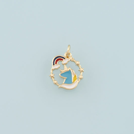 Gold Unicorn Charms,18K Gold Filled Unicorn Pendant,Enamel Unicorn Charm Bracelet Necklace for DIY Jewelry Making Supply