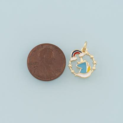 Gold Unicorn Charms,18K Gold Filled Unicorn Pendant,Enamel Unicorn Charm Bracelet Necklace for DIY Jewelry Making Supply