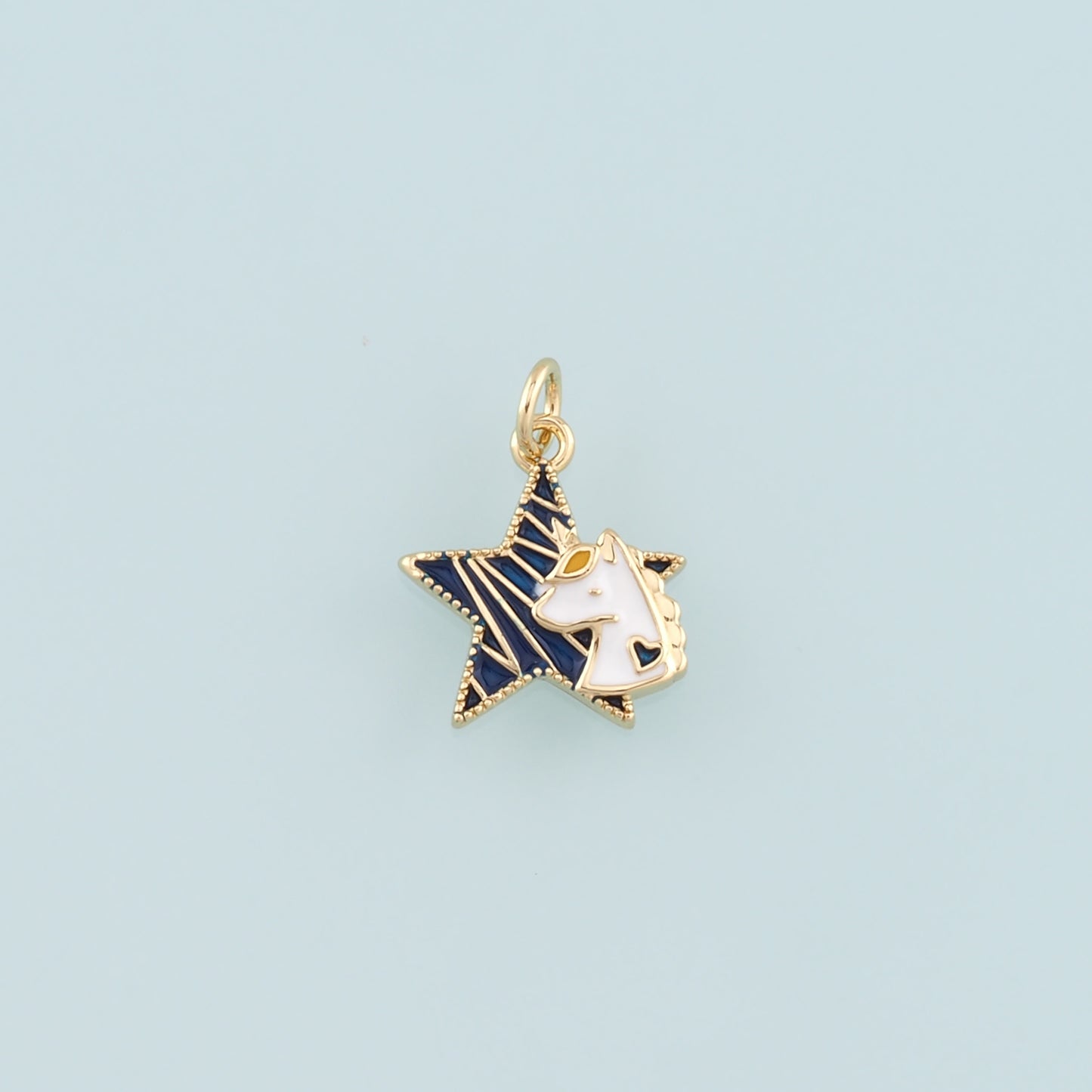 Gold Unicorn Charms,18K Gold Filled Star Unicorn Pendant,Enamel Unicorn Charm Bracelet Necklace for DIY Jewelry Making Supply