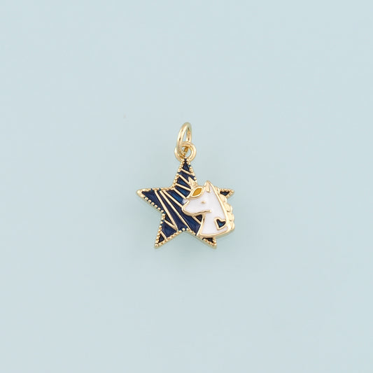 Gold Unicorn Charms,18K Gold Filled Star Unicorn Pendant,Enamel Unicorn Charm Bracelet Necklace for DIY Jewelry Making Supply