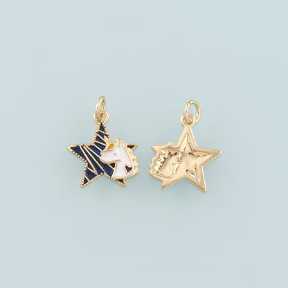 Gold Unicorn Charms,18K Gold Filled Star Unicorn Pendant,Enamel Unicorn Charm Bracelet Necklace for DIY Jewelry Making Supply