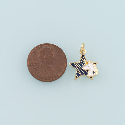 Gold Unicorn Charms,18K Gold Filled Star Unicorn Pendant,Enamel Unicorn Charm Bracelet Necklace for DIY Jewelry Making Supply
