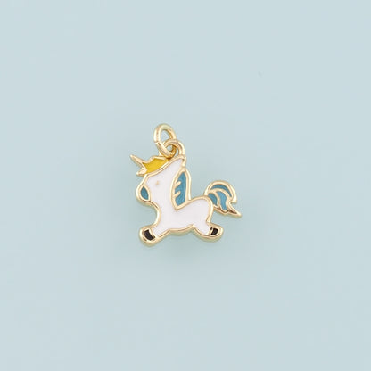 Gold Unicorn Charms,18K Gold Filled Unicorn Pendant,Enamel Unicorn Charm Bracelet Necklace for DIY Jewelry Making Supply