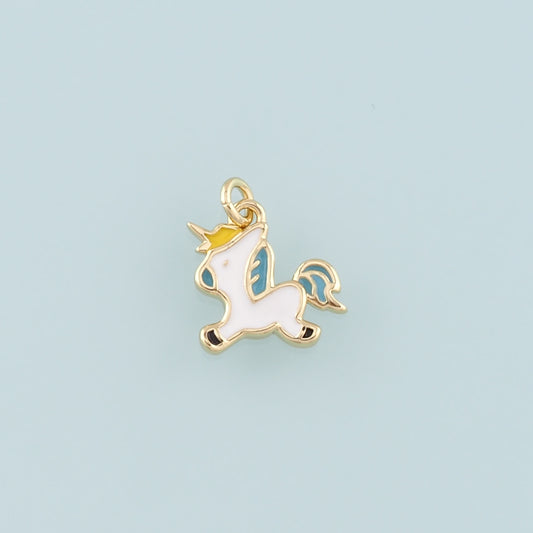 Gold Unicorn Charms,18K Gold Filled Unicorn Pendant,Enamel Unicorn Charm Bracelet Necklace for DIY Jewelry Making Supply