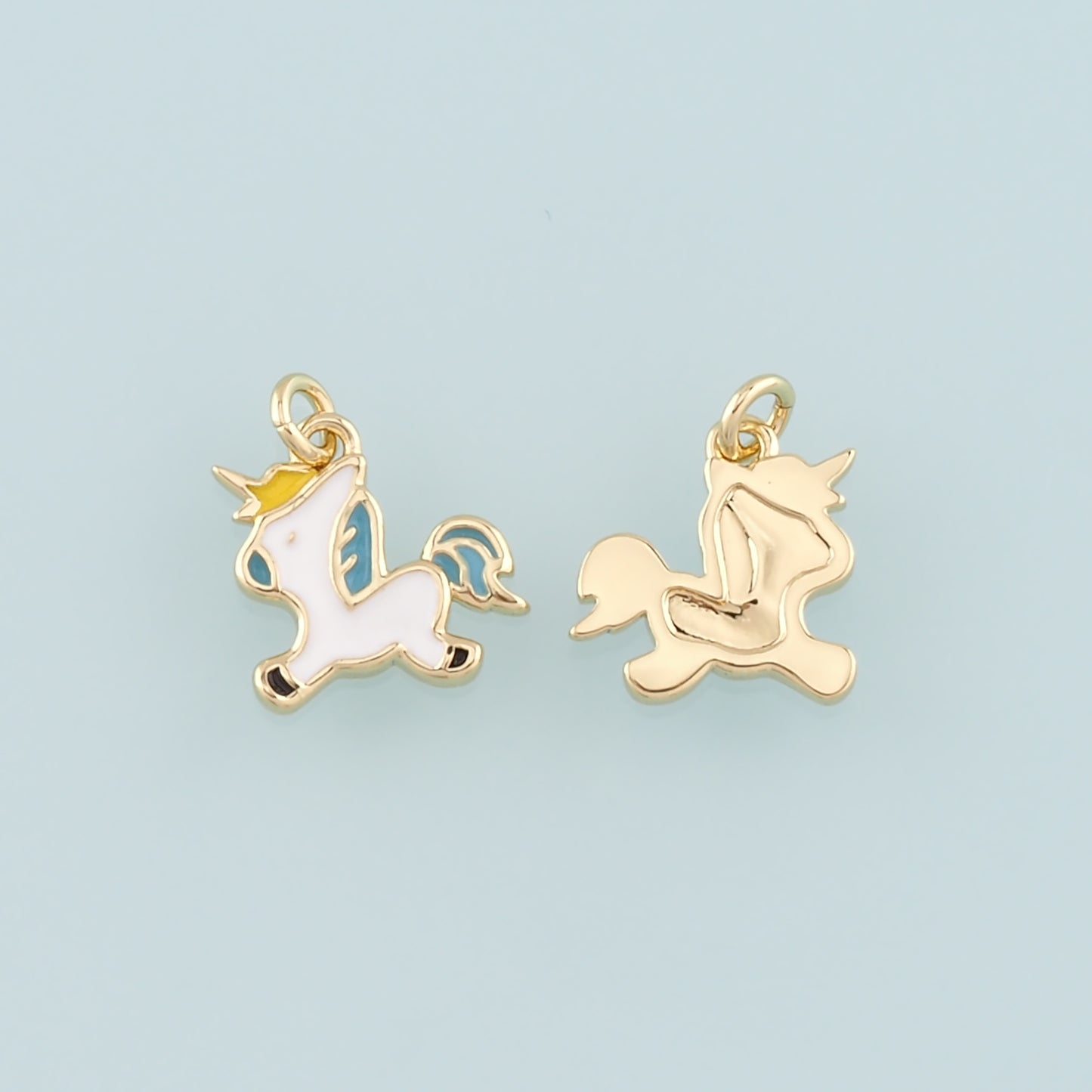 Gold Unicorn Charms,18K Gold Filled Unicorn Pendant,Enamel Unicorn Charm Bracelet Necklace for DIY Jewelry Making Supply