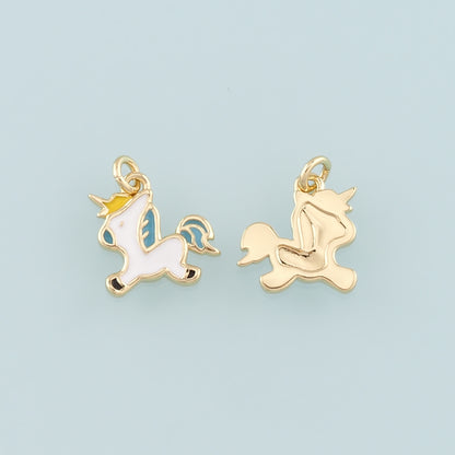 Gold Unicorn Charms,18K Gold Filled Unicorn Pendant,Enamel Unicorn Charm Bracelet Necklace for DIY Jewelry Making Supply