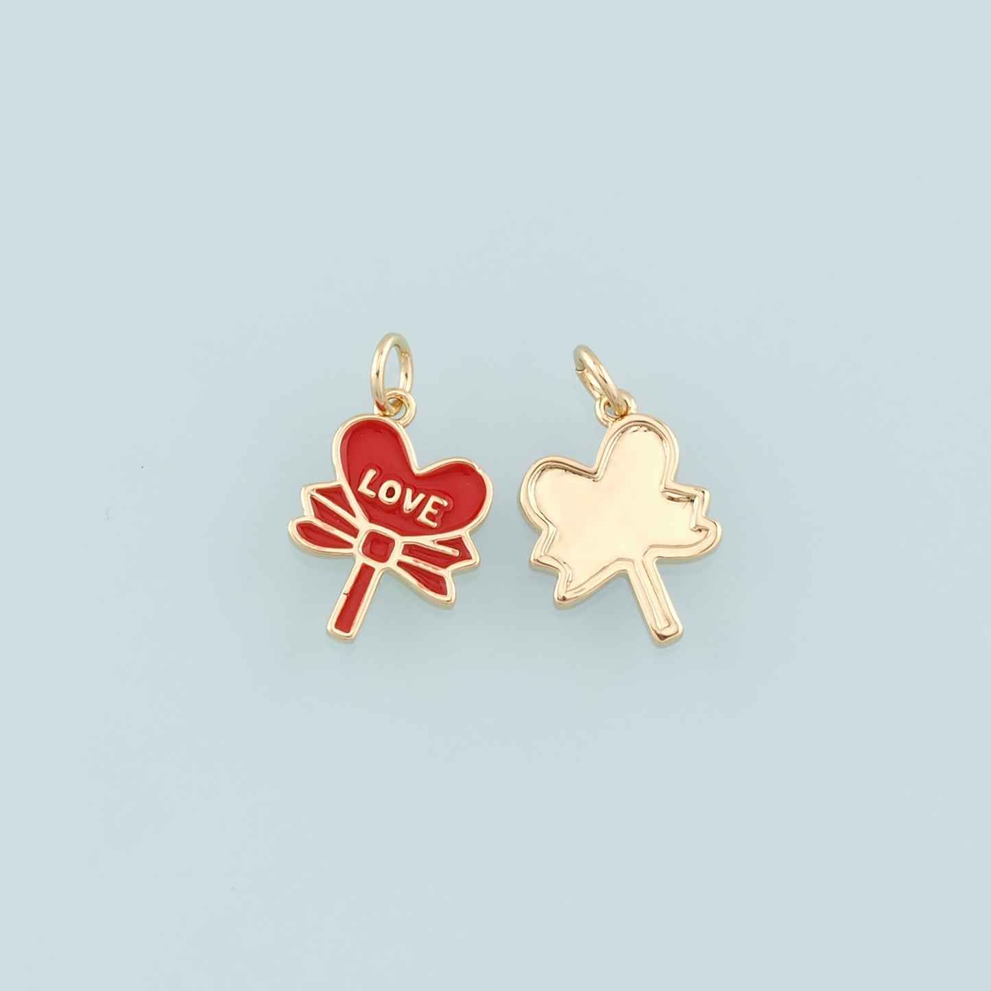 Gold Bow Lollipop Charms,18K Gold Filled Enamel Lollipop Pendant,Candy Charm Bracelet Necklace for DIY Jewelry Making Supply