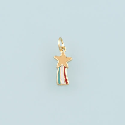 Gold Rainbow Star Charms,18K Gold Filled Star Pendant,Enamel Rainbow Charm Bracelet Necklace for DIY Jewelry Making Supply