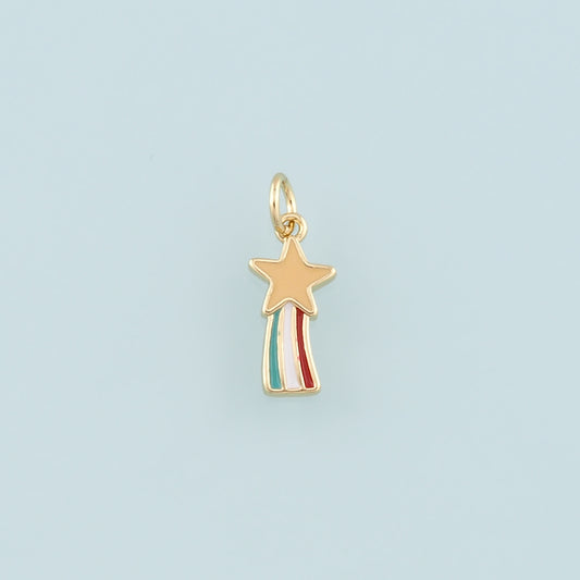 Gold Rainbow Star Charms,18K Gold Filled Star Pendant,Enamel Rainbow Charm Bracelet Necklace for DIY Jewelry Making Supply