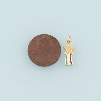 Gold Rainbow Star Charms,18K Gold Filled Star Pendant,Enamel Rainbow Charm Bracelet Necklace for DIY Jewelry Making Supply