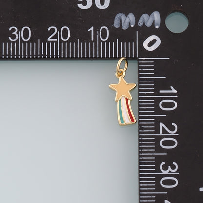 Gold Rainbow Star Charms,18K Gold Filled Star Pendant,Enamel Rainbow Charm Bracelet Necklace for DIY Jewelry Making Supply