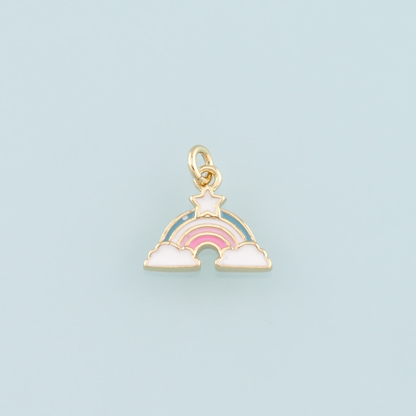 Gold Rainbow Charms,18K Gold Filled Rainbow Star Pendant,Enamel Rainbow Charm Bracelet Necklace for DIY Jewelry Making Supply