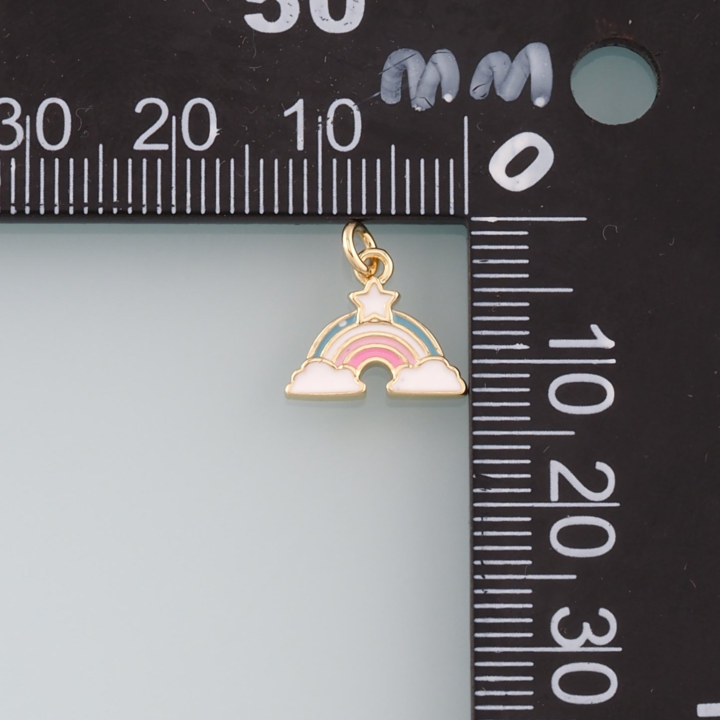Gold Rainbow Charms,18K Gold Filled Rainbow Star Pendant,Enamel Rainbow Charm Bracelet Necklace for DIY Jewelry Making Supply