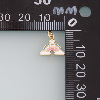 Gold Rainbow Charms,18K Gold Filled Rainbow Star Pendant,Enamel Rainbow Charm Bracelet Necklace for DIY Jewelry Making Supply