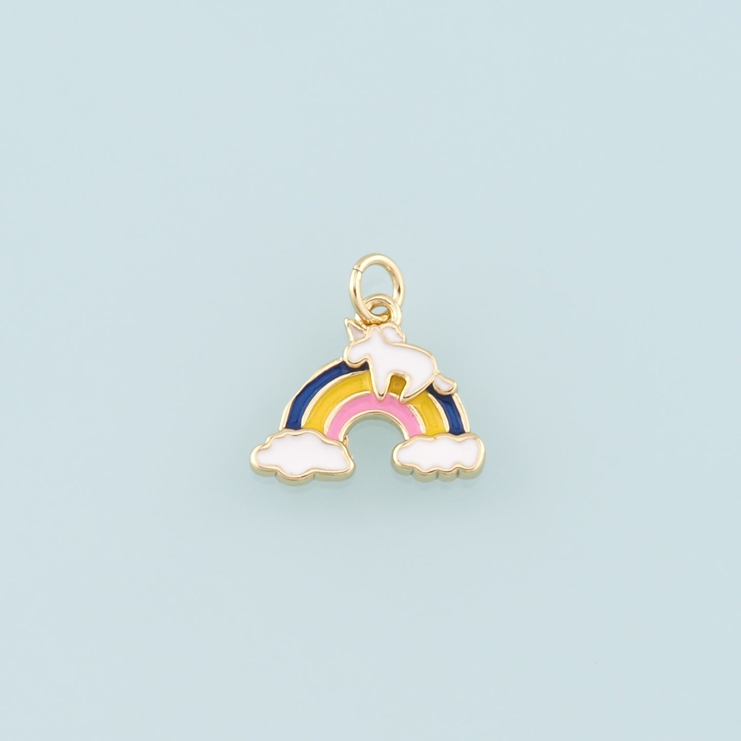Gold Unicorn Charms,18K Gold Filled Unicorn Pendant,Enamel Rainbow Charm Bracelet Necklace for DIY Jewelry Making Supply