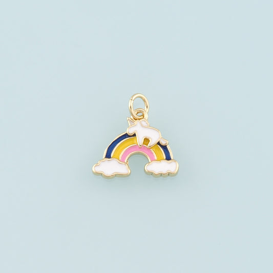 Gold Unicorn Charms,18K Gold Filled Unicorn Pendant,Enamel Rainbow Charm Bracelet Necklace for DIY Jewelry Making Supply