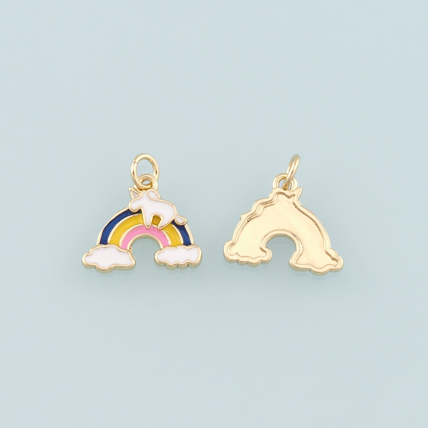 Gold Unicorn Charms,18K Gold Filled Unicorn Pendant,Enamel Rainbow Charm Bracelet Necklace for DIY Jewelry Making Supply