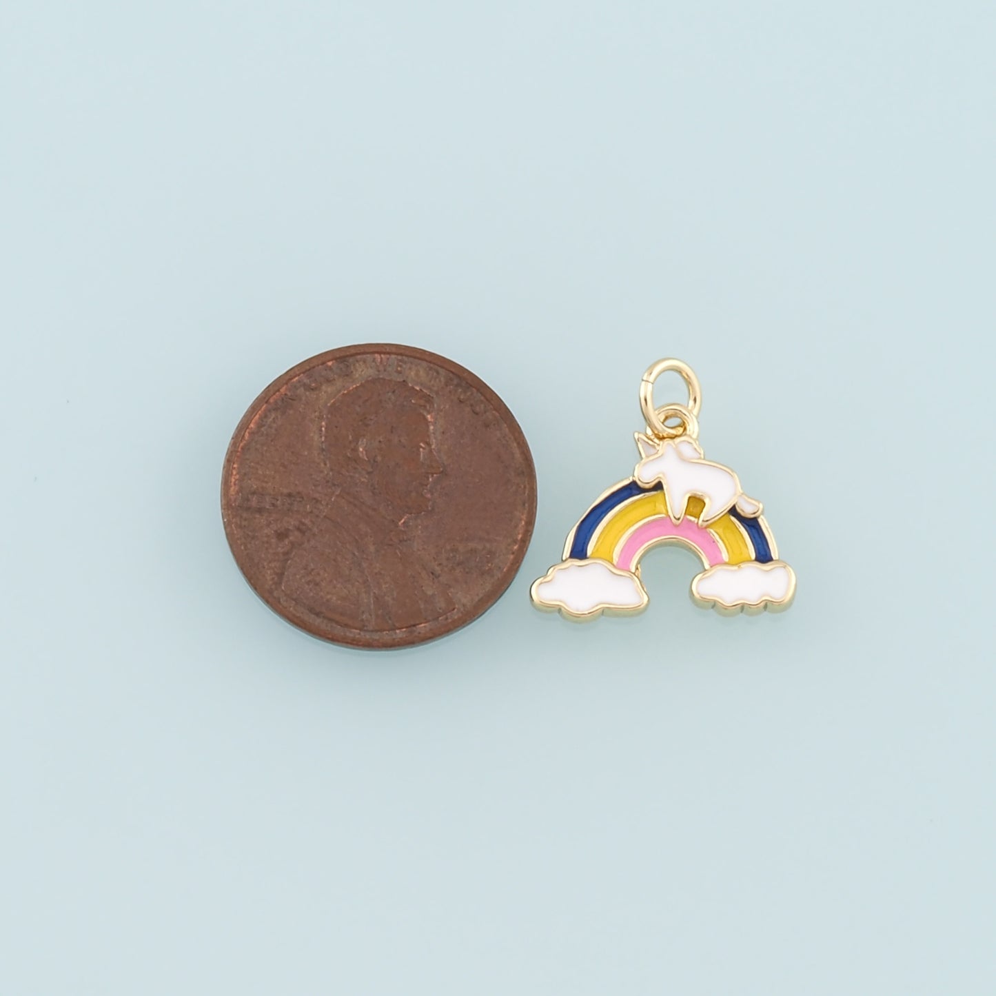 Gold Unicorn Charms,18K Gold Filled Unicorn Pendant,Enamel Rainbow Charm Bracelet Necklace for DIY Jewelry Making Supply