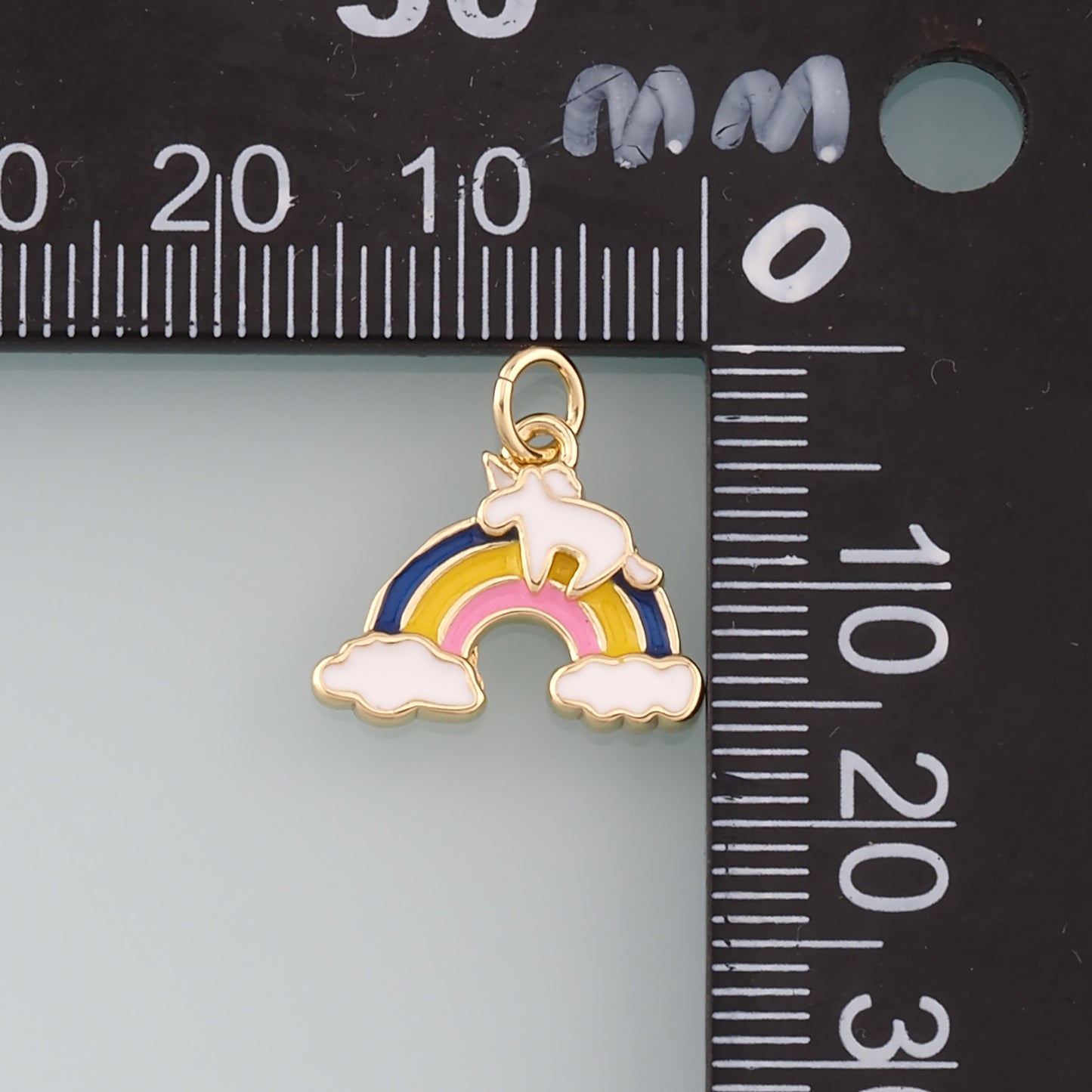 Gold Unicorn Charms,18K Gold Filled Unicorn Pendant,Enamel Rainbow Charm Bracelet Necklace for DIY Jewelry Making Supply