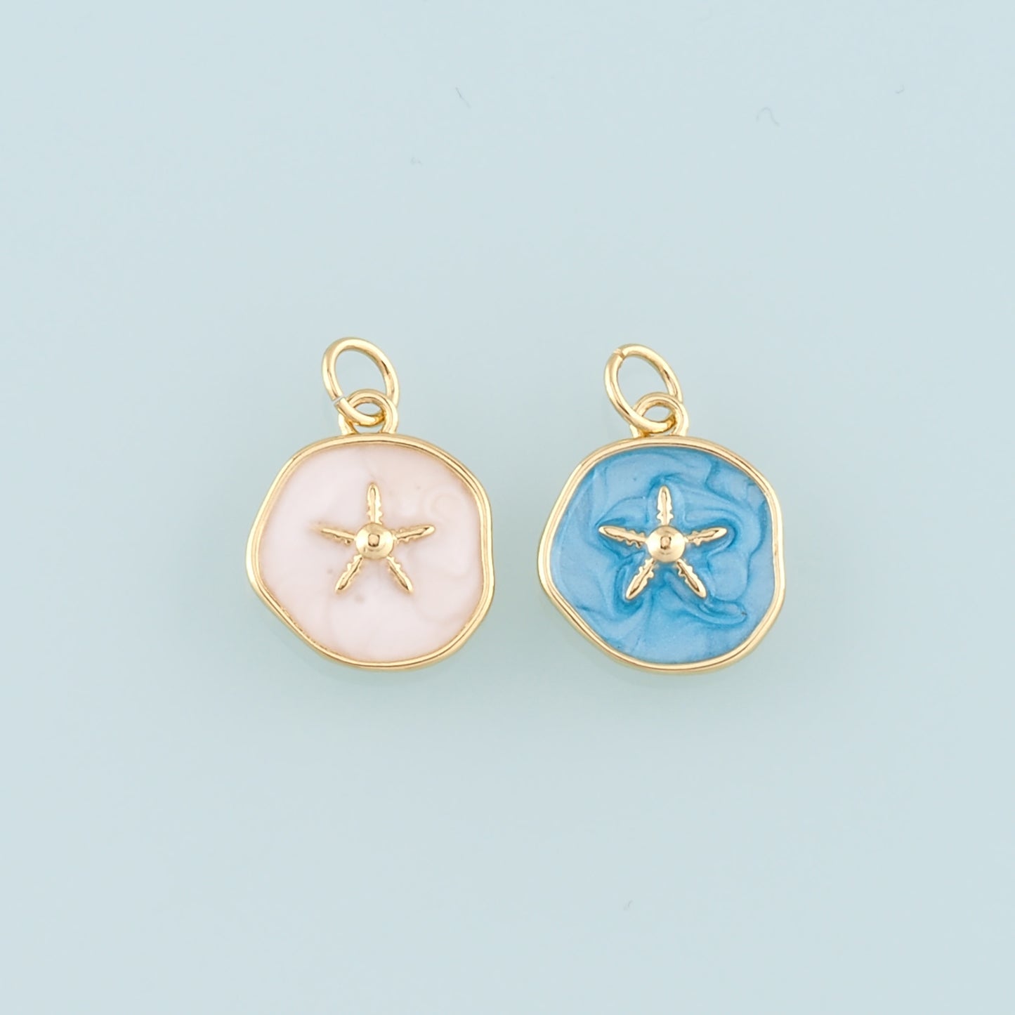 Gold Starfish Charms,18K Gold Filled Sea Star Pendant,Enamel Starfish Charm Bracelet Necklace for DIY Jewelry Making Supply
