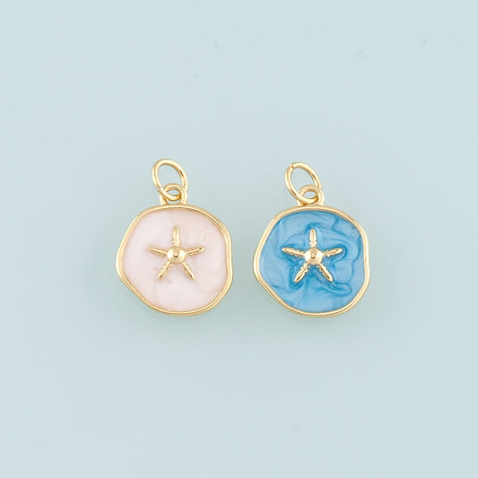 Gold Starfish Charms,18K Gold Filled Sea Star Pendant,Enamel Starfish Charm Bracelet Necklace for DIY Jewelry Making Supply