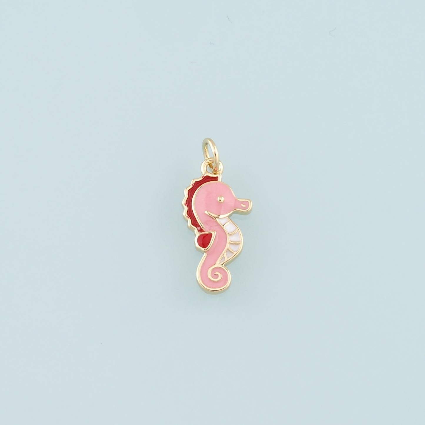 Gold Seahorse Charms,18K Gold Filled Seahorse Pendant,Enamel Seahorse Charm Bracelet Necklace for DIY Jewelry Making Supply