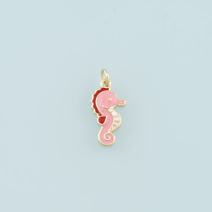Gold Seahorse Charms,18K Gold Filled Seahorse Pendant,Enamel Seahorse Charm Bracelet Necklace for DIY Jewelry Making Supply