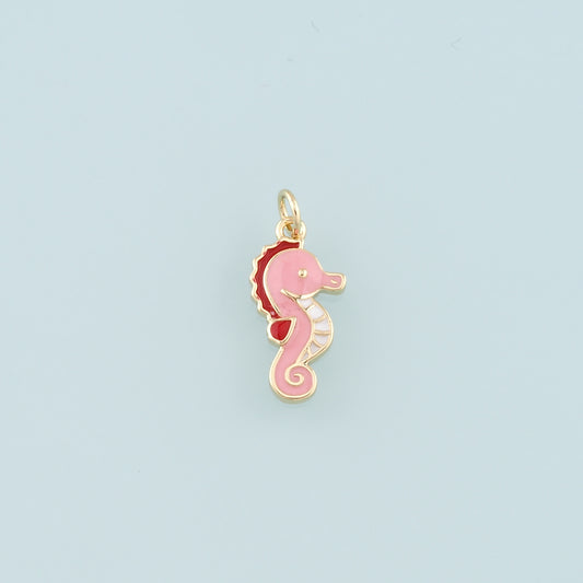Gold Seahorse Charms,18K Gold Filled Seahorse Pendant,Enamel Seahorse Charm Bracelet Necklace for DIY Jewelry Making Supply