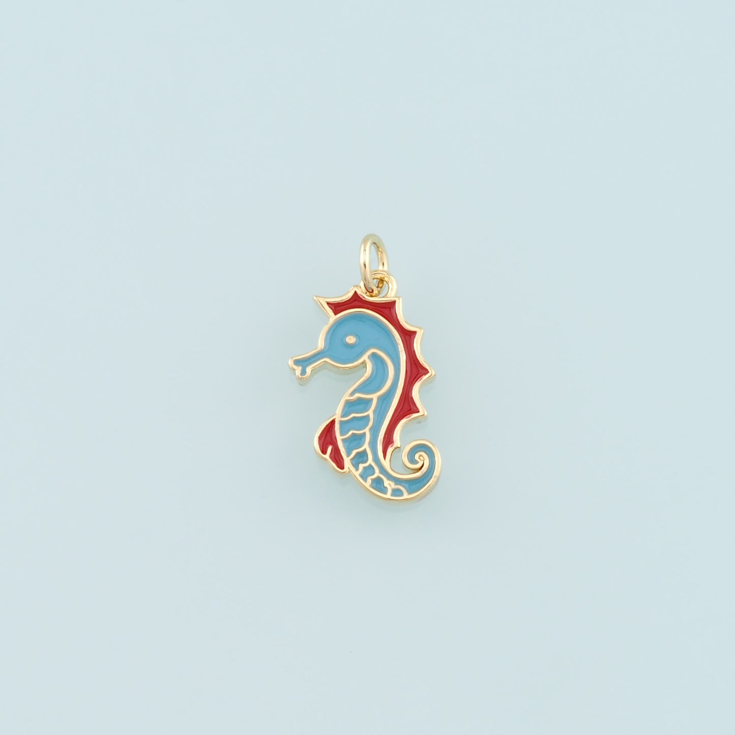 Gold Seahorse Charms,18K Gold Filled Seahorse Pendant,Enamel Seahorse Charm Bracelet Necklace for DIY Jewelry Making Supply