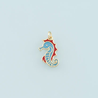 Gold Seahorse Charms,18K Gold Filled Seahorse Pendant,Enamel Seahorse Charm Bracelet Necklace for DIY Jewelry Making Supply