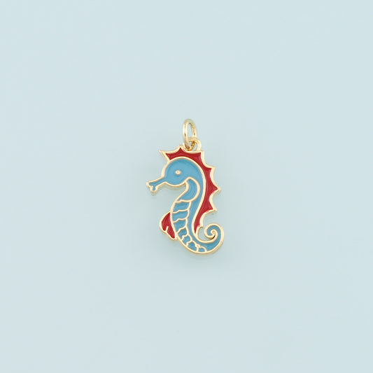Gold Seahorse Charms,18K Gold Filled Seahorse Pendant,Enamel Seahorse Charm Bracelet Necklace for DIY Jewelry Making Supply