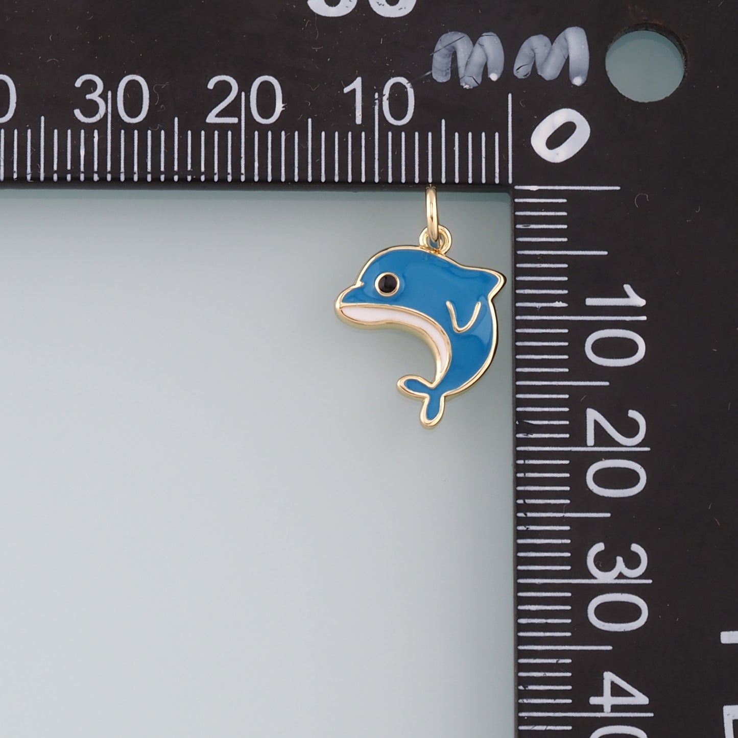 Cute Dolphin Charms,18K Gold Filled Enamel Dolphin Pendant,Kawaii Ocean Charm Bracelet Necklace for DIY Jewelry Making Supply