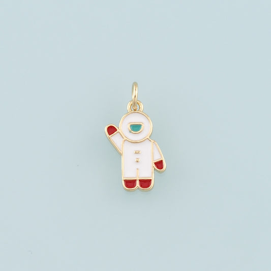 Gold Astronaut Charms,18K Gold Filled Astronaut Pendant,Enamel Universe Charm Bracelet Necklace for DIY Jewelry Making Supply