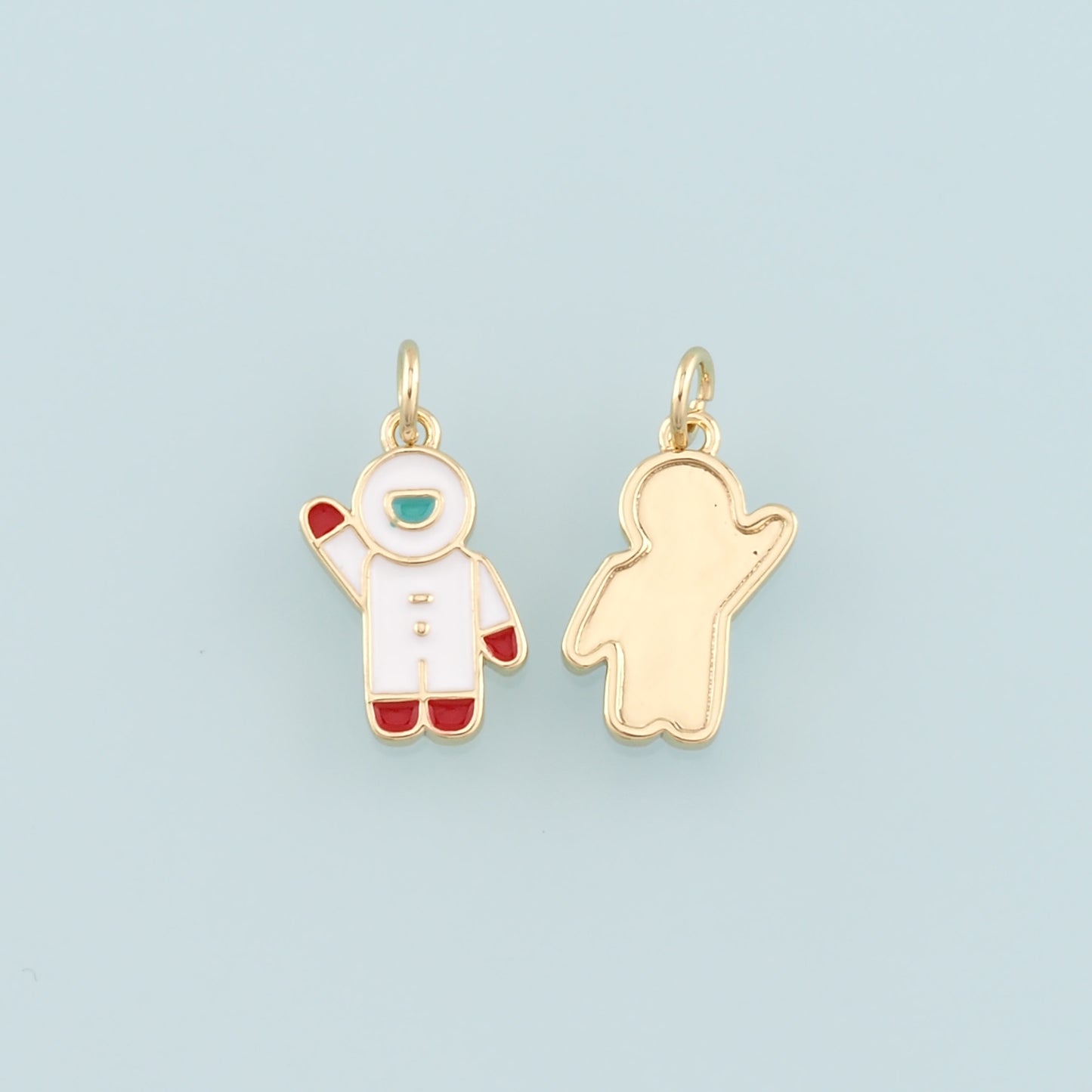 Gold Astronaut Charms,18K Gold Filled Astronaut Pendant,Enamel Universe Charm Bracelet Necklace for DIY Jewelry Making Supply