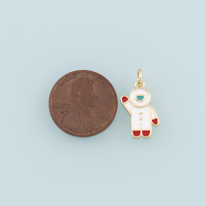 Gold Astronaut Charms,18K Gold Filled Astronaut Pendant,Enamel Universe Charm Bracelet Necklace for DIY Jewelry Making Supply