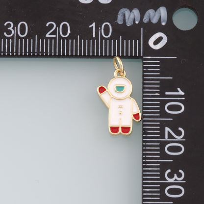 Gold Astronaut Charms,18K Gold Filled Astronaut Pendant,Enamel Universe Charm Bracelet Necklace for DIY Jewelry Making Supply