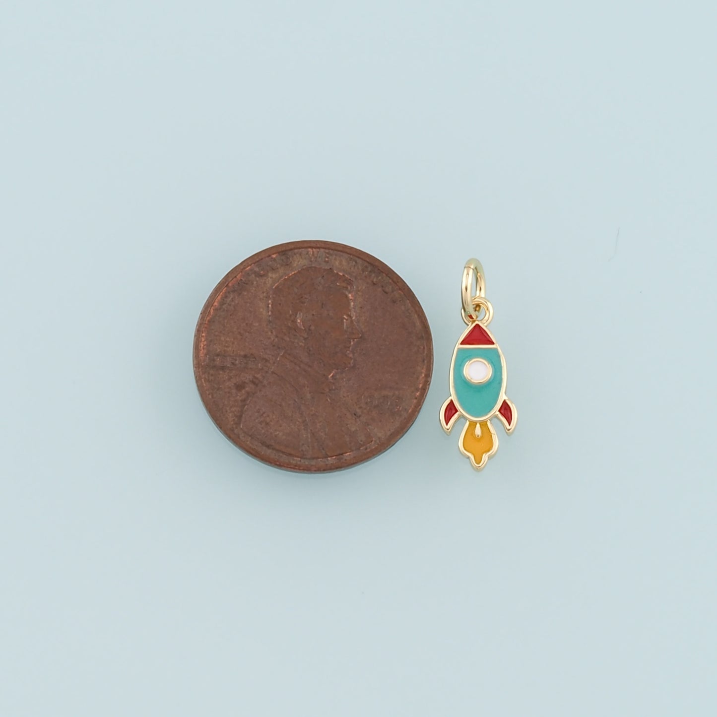 Gold Rocket Charms,18K Gold Filled Enamel Universe Charm Bracelet Necklace for DIY Jewelry Making Supply