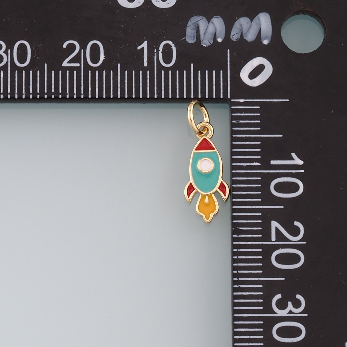 Gold Rocket Charms,18K Gold Filled Enamel Universe Charm Bracelet Necklace for DIY Jewelry Making Supply