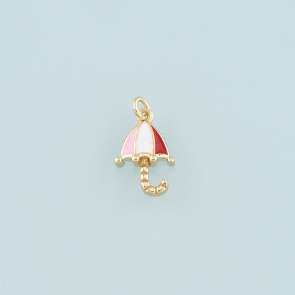 Gold Umbrella Charms,18K Gold Filled Umbrella Pendant,Enamel Charm Bracelet Necklace for DIY Jewelry Making Supply