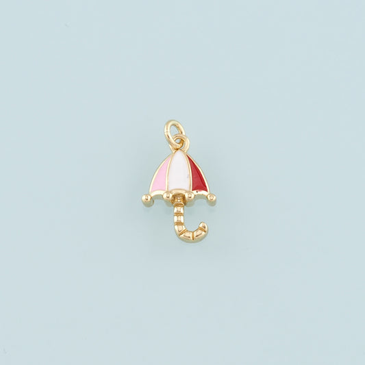 Gold Umbrella Charms,18K Gold Filled Umbrella Pendant,Enamel Charm Bracelet Necklace for DIY Jewelry Making Supply