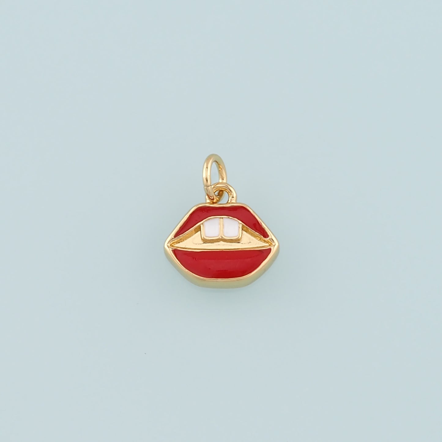 Gold Lips Charms,18K Gold Filled Enamel Lips Pendant,Red Lips Charms Bracelet Necklace for DIY Jewelry Making Supply
