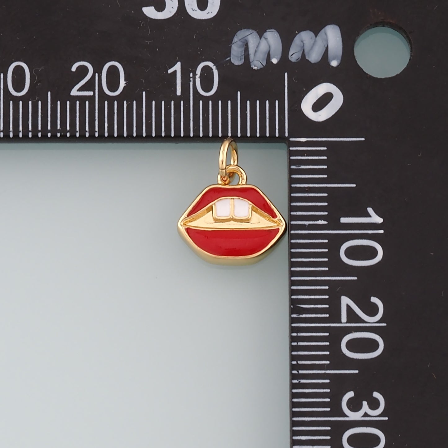 Gold Lips Charms,18K Gold Filled Enamel Lips Pendant,Red Lips Charms Bracelet Necklace for DIY Jewelry Making Supply