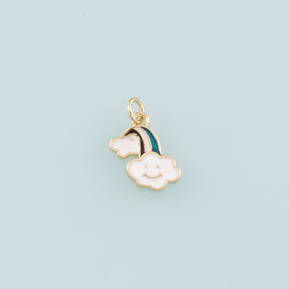 Gold Rainbow Charms,18K Gold Filled Rainbow Pendant,Enamel Rainbow Charm Bracelet Necklace for DIY Jewelry Making Supply