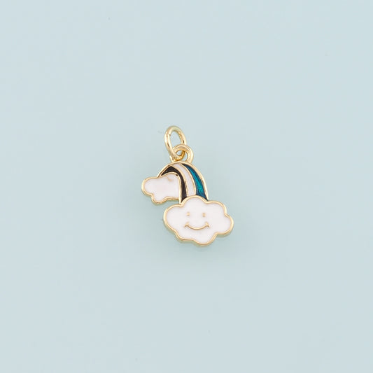 Gold Rainbow Charms,18K Gold Filled Rainbow Pendant,Enamel Rainbow Charm Bracelet Necklace for DIY Jewelry Making Supply